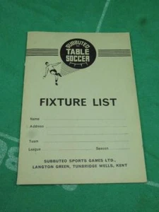 VINTAGE SUBBUTEO TABLE SOCCER Fixture List UNUSED 1970s - Picture 1 of 3