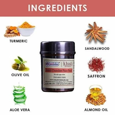 KHADI RISHIKESH травяной Haldi Chandan лицо упаковка - 50 г упаковка + Бесплатная доставка США - Изображение 1 из 4