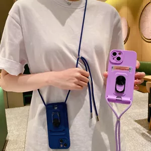 Funda magnética con cordón bandolera con cuerda para iPhone 14 13 12 11 Pro Max XR 8 7+ - Imagen 1 de 16