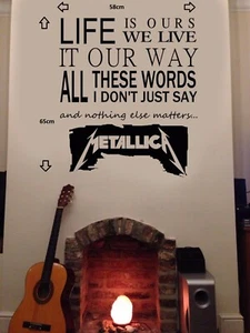Metallica Wandkunst Vinyl Aufkleber Aufkleber zum Selbermachen Life is ours Song Zitat - Bild 1 von 5