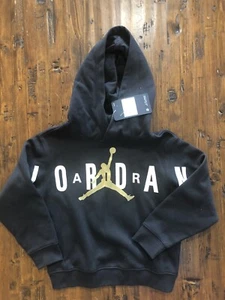 Little Boys Air Jordan Pullover Fleece Hoodie Size 6 Black  - Picture 1 of 7