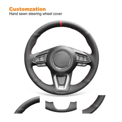 Hágalo usted mismo Costura a mano Cubierta de volante de cuero para Mazda 3 Axela 2017 CX5 CX-9 Foto 1 de 4