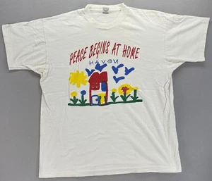 Vintage 1980’s Peace Begins At Home “Haven” Single Stitch T-Shirt Men’s XL Retro - Picture 1 of 16