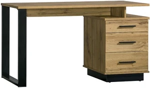 Schreibtisch 135x75x56 cm Lamelo LA8 mit 3 Schubladen Wotan Eiche/Schwarz - Bild 1 von 11