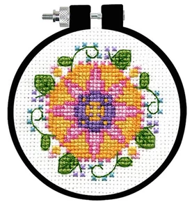 Counted Cross Stitch Mini Kit ~ Design Works Floral w/3" Hoop #DW20065 - Picture 1 of 3