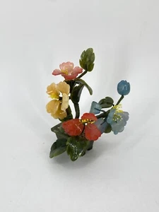 * 16CM CHINESISCHER BONSAI JADE STEIN BLÜTEN BAUM CHINA 50ER VINTAGE - Bild 1 von 12