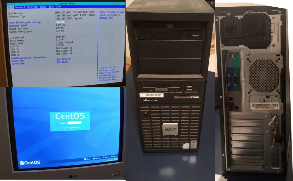 Pc Desktop Server Acer Altos G320 Pentium 4 3,0Ghz 512 MB ram espandibile CentOS - Immagine 1 di 1