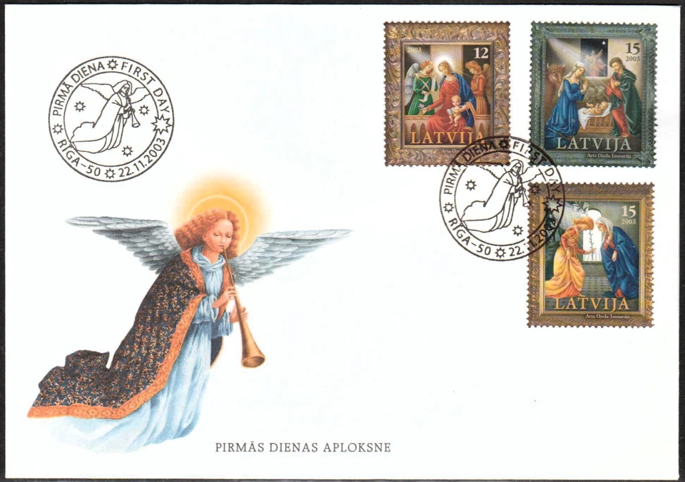 LATVIA FDC 2003, CHRISTMAS, Angels - Image 1 of 1