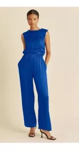 Damen Jumpsuit Albaray M&S Größe 10 Ärmellos Stern Jacquard Blau UVP120€* - Bild 1 von 14