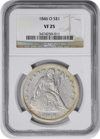 1846-O Liberty Seated Silver Dollar VF25 NGC Cover