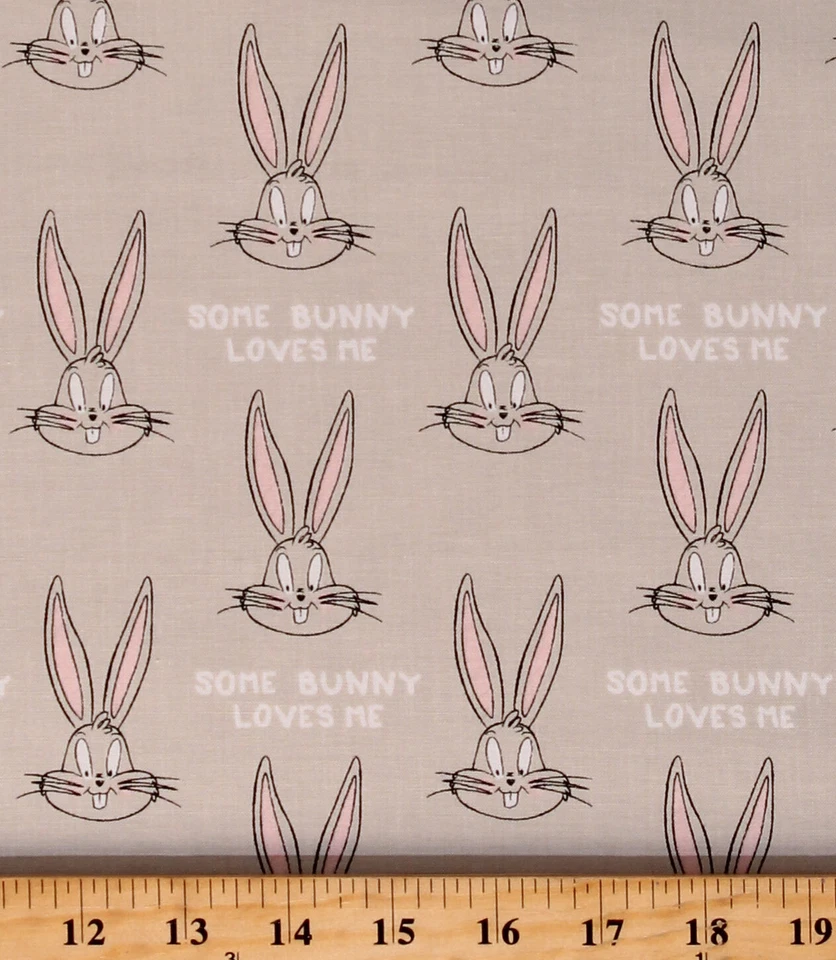 Algodón Looney Tunes Bugs Bunny Niños Animal Gris Tela Estampado por Yarda D661.09 Foto 1 de 1