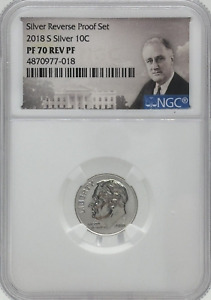 2018 S  Silver Reverse Proof Roosevelt Dime certified PF 70 REV PF by NGC! #601