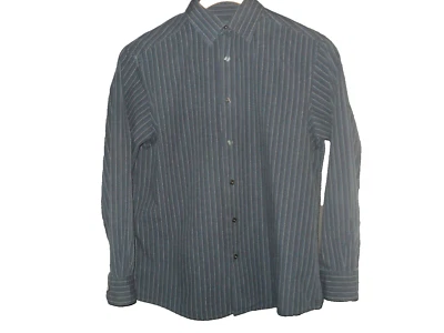 Axcess Men's Shirt Size L Dark Gray or Navy  w/ Pinstripes Long Sleeves Buttoned - Image 1 of 4