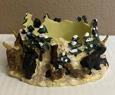 Candelabro de pilar de resina de 3" Winter Lodge osos de vacaciones ardillas alces en muy buena condición Foto 1 de 4