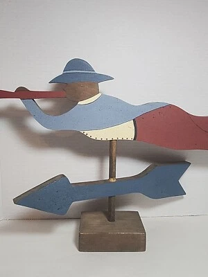 Folk Art Style Weather Vane Bugle Boy Wooden Decor Hand Painted  - Image 1 of 4