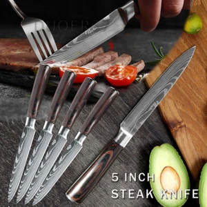 5" Steakmesser Set Küchenmesser Edelstahl Brotmesser Fleischmesser Pizzamesser - Bild 1 von 17