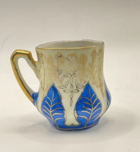Yamada China Demitasse Cup Blue and Ivory with Gold Trim Made in Japan - Picture 1 of 6