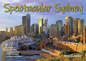 2025 Calendar Spectacular Sydney A4 Hanging Pension School Holidays 16 Days - Picture 1 of 3