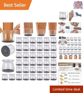 Chair Leg Floor Protectors Silicone Pads Set of 40 Non-Slip for Hardwood Floors - Picture 1 of 8