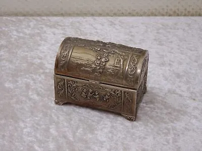 Caja De Metal Grifón Caja Con Cuña De Madera - Putti Cupidos - Vintage - 9,8CM • 63.98€