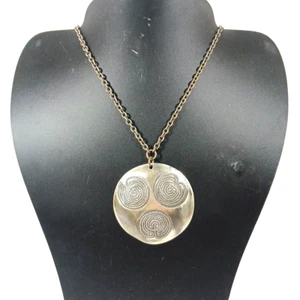 Modernist Greek Celtic Christian Labyrinth Medallion Pendant Necklace 30" - Picture 1 of 4