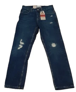 Levis 502 Distressed Ripped Boys SZ 12 Regular Taper Jeans Adjustable Waist~NWT - Picture 1 of 5