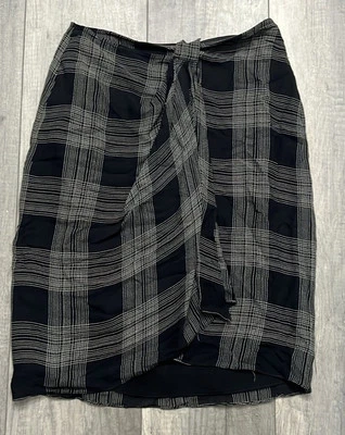 EMANUEL UNGARO Vintage Women’s Black & Tan Faux Wrap Skirt Size 6/40 - Image 1 of 4