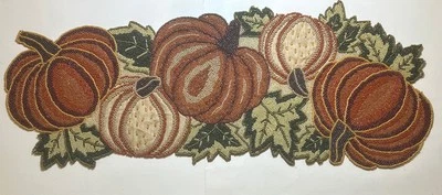 Pumpkin Patch Autumn Fall Pumpkins Beaded Heavy 36" Table Runner - Image 1 of 4