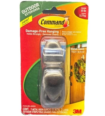3M Command Outdoor Large Metal Hook, Foam Strips, 5Lb Hold {Wall 1} - Image 1 of 4