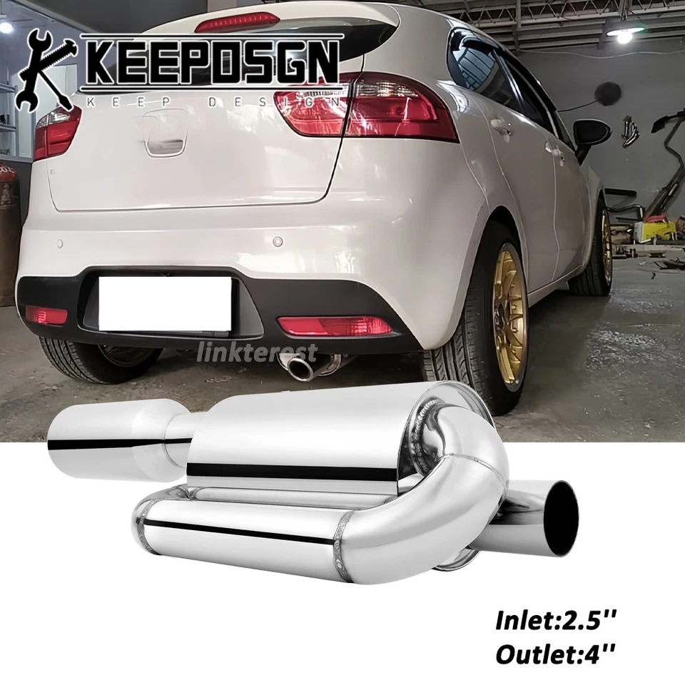 For Kia RIO KDM 2.5'' Inlet Twin Loop Exhaust Muffler Resonator Tail Pipe Tip Foto 1 de 4