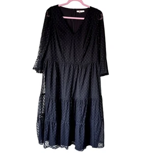 Boden Swiss Dot Rüschen Stufenkleid Damen XXL Whimsigoth bescheiden knielang - Bild 1 von 14