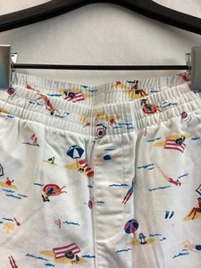 Lands End Shorts Damen 6P weiß mittelhoch Strand Druck Sommer Freizeit Taschen - Bild 1 von 11