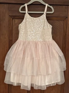 Cat & Jack rosa Kleid M 7/8 Pailletten Mieder Lagenlook Tüll Party besondere Anlässe - Bild 1 von 17