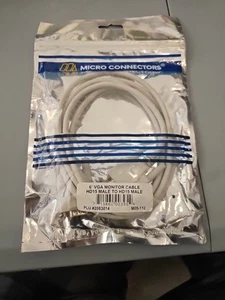 6ft VGA Monitor Cable, HD15 Male to HD15 Male (M05-112 ), White - Picture 1 of 2