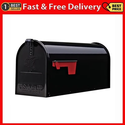 Buzón Elite de acero galvanizado, mediano, post-montaje en negro Foto 1 de 4