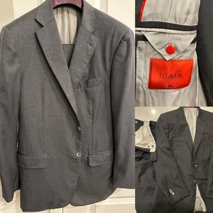 Isaia Napoli Grey Check Suit Super 130s Wool 44R 36W x 29L Italy *Description - Picture 1 of 24