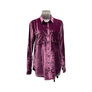 Anthropologie Pilcro Relaxed Velvet Buttondown Shirt Small whimsigoth Grunge - Picture 1 of 11