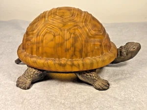 Lámpara de mesa vintage con base de hierro fundido de vidrio ámbar tortuga luz nocturna ¡Funciona! - Imagen 1 de 12