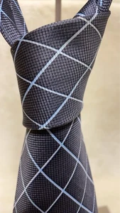 ARDIORE UOMO Krawatte grau & blau Streifen 9,5 cm/3,7 Zoll Breite 100 % Seide - Bild 1 von 6