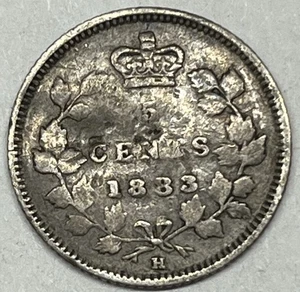 1883-H Canada 5 Cents Silver. Dented Coin.   Free Shipping !! - Picture 1 of 5