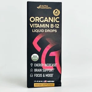 Organic Vitamin B12 Sublingual Drops 5000 mcg Vegan Energy Focus Support 2oz - Picture 1 of 13