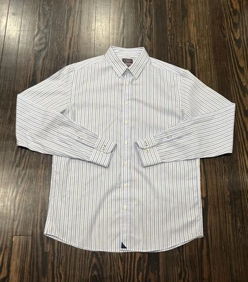 Untuckit Button Up Shirt Men’s Large Tall Blue White Stripes Cotton  - Image 1 of 4