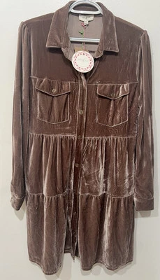 Umgee Dress Women’s Small Velvet Brown Button Down Cowgirl Western Tiered Jacket - Image 1 of 4