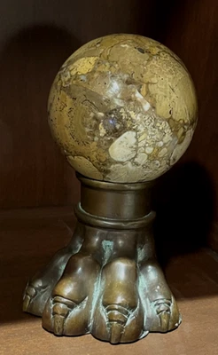 Bronze Animal Claw and Marble Globe Door Stop / Bookend - Vintage - Image 1 of 4