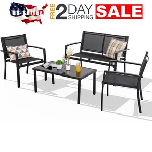 4 Piece Outdoor Conversation Set For Patio Balcony Pool Furniture Clearance Sale - Picture 1 of 7