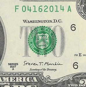 APRIL 16 2014 Birthday Date Note Fancy Serial Number Two Dollar Bill Crisp UNC - Picture 1 of 11