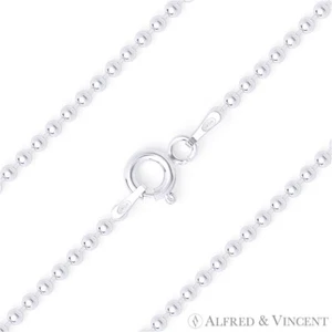 1.8mm Polished Ball Bead Link Italian Chain Anklet in .925 Italy Sterling Silver - Picture 1 of 2