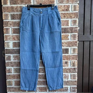 Sundance Adelaide 100 % Leinen Chambray blau plissiert leichte Hose Größe 6 - Bild 1 von 7