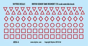 WWII British Senior Tank Regiment Decals (RED) 1/76 - 1/72 - 20mm Scale AD26A - Picture 1 of 2