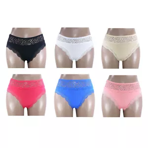 4x Damen Höschen Baumwolle Slip Dessous Uni Spitze Blumen Übergröße UK 8-18 3814 - Bild 1 von 7